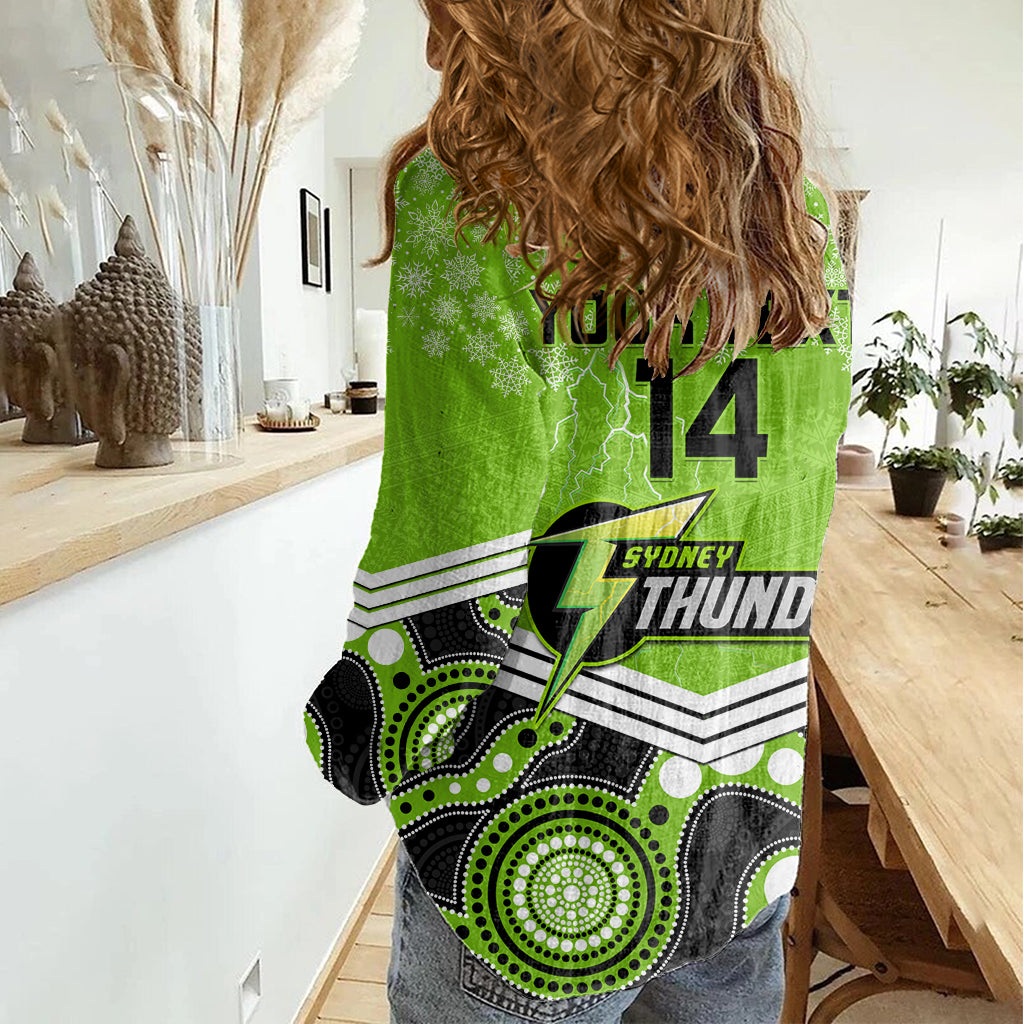 Custom Thunder Cricket Christmas Women Casual Shirt Merry Xmas 2023 Indigenous Art - Vibe Hoodie Shop