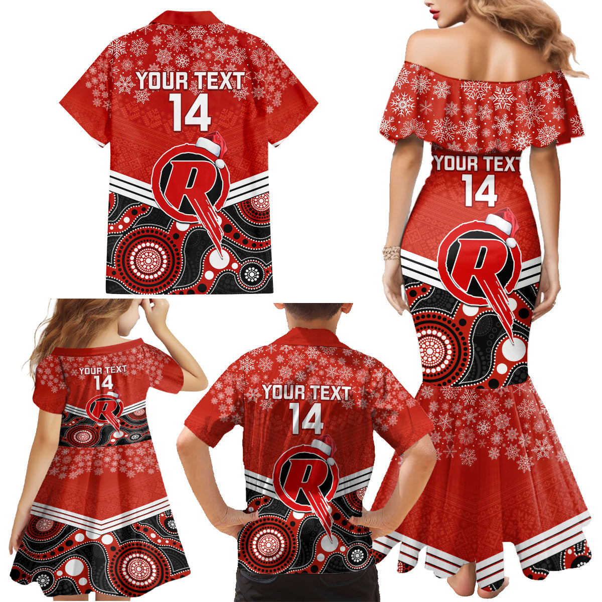 custom-melbourne-renegades-cricket-christmas-family-matching-mermaid-dress-and-hawaiian-shirt-merry-xmas-2023-indigenous-art