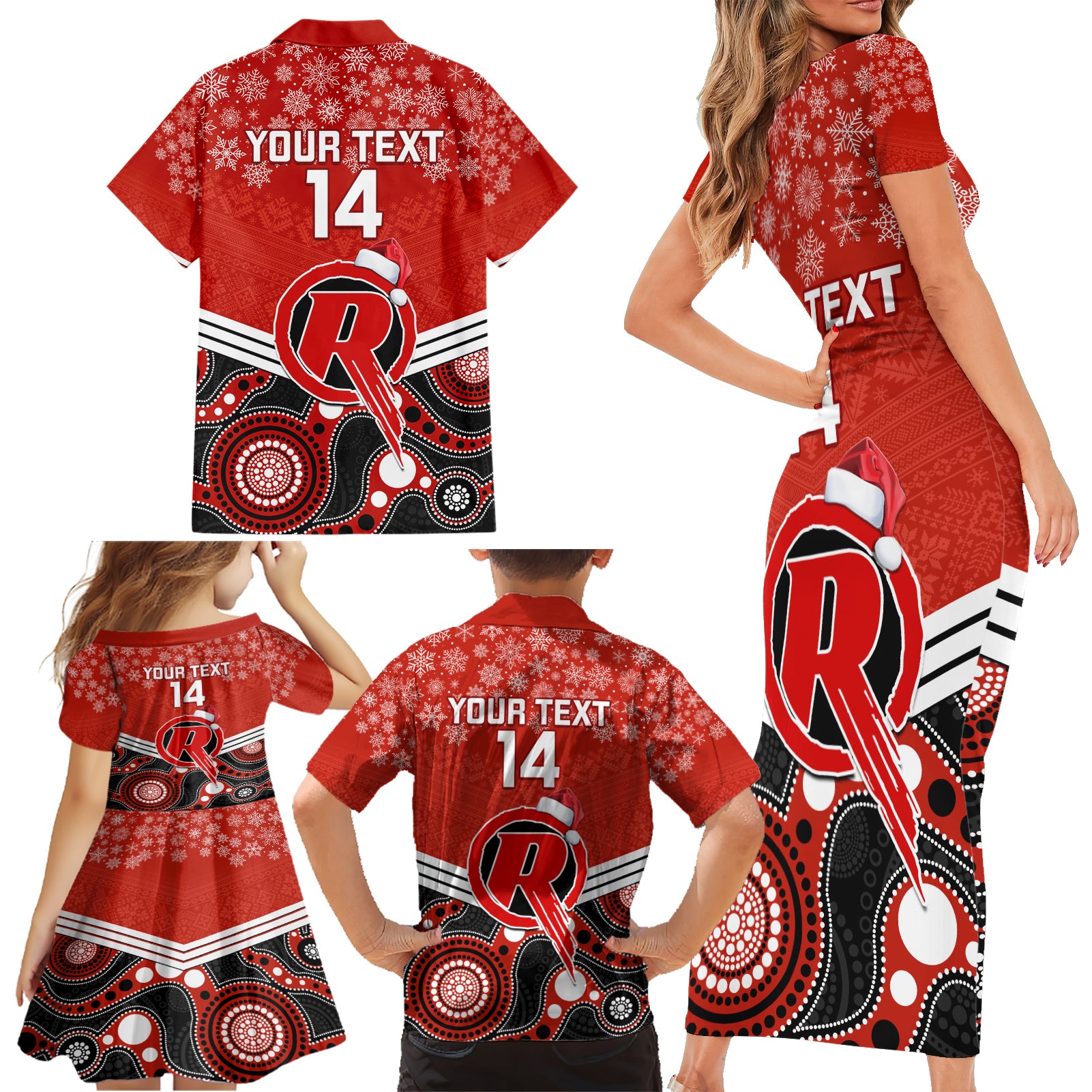 custom-melbourne-renegades-cricket-christmas-family-matching-short-sleeve-bodycon-dress-and-hawaiian-shirt-merry-xmas-2023-indigenous-art