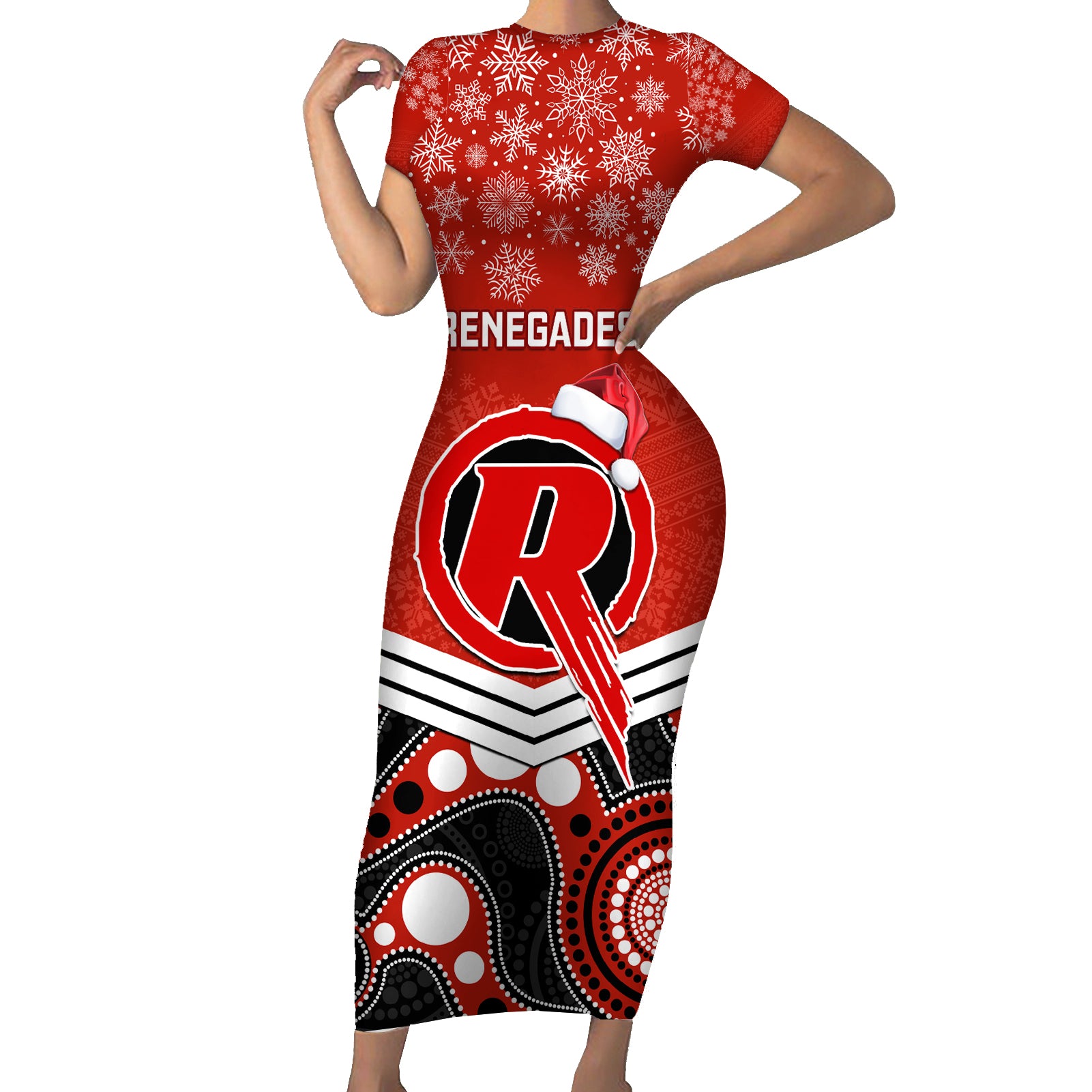 custom-melbourne-renegades-cricket-christmas-family-matching-short-sleeve-bodycon-dress-and-hawaiian-shirt-merry-xmas-2023-indigenous-art