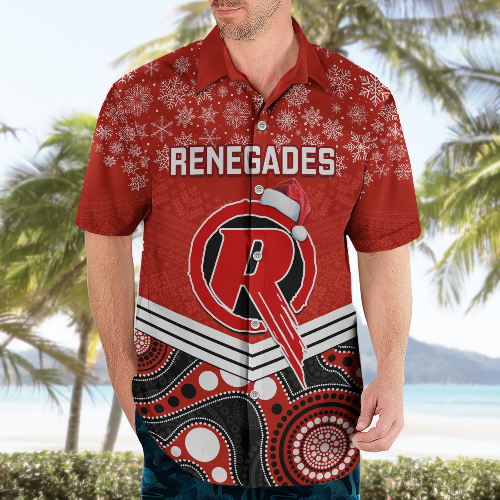 Custom Melbourne Renegades Cricket Christmas Hawaiian Shirt Merry Xmas 2023 Indigenous Art - Vibe Hoodie Shop