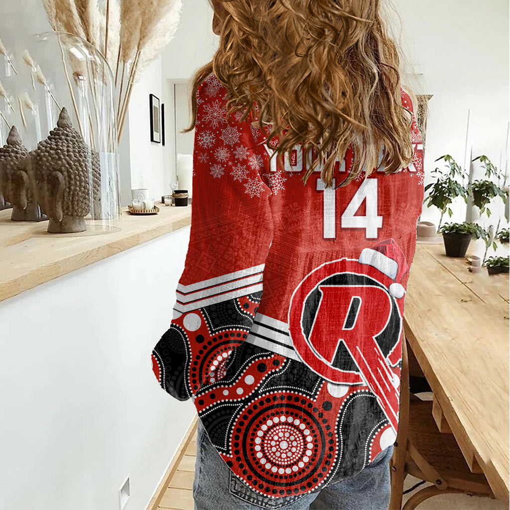 Custom Melbourne Renegades Cricket Christmas Women Casual Shirt Merry Xmas 2023 Indigenous Art - Vibe Hoodie Shop