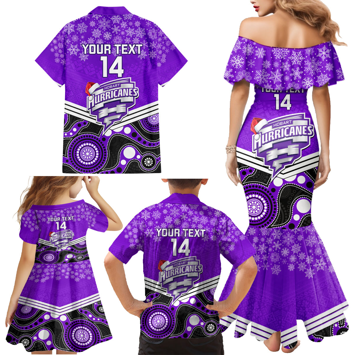 custom-hobart-hurricanes-cricket-christmas-family-matching-mermaid-dress-and-hawaiian-shirt-merry-xmas-2023-indigenous-art