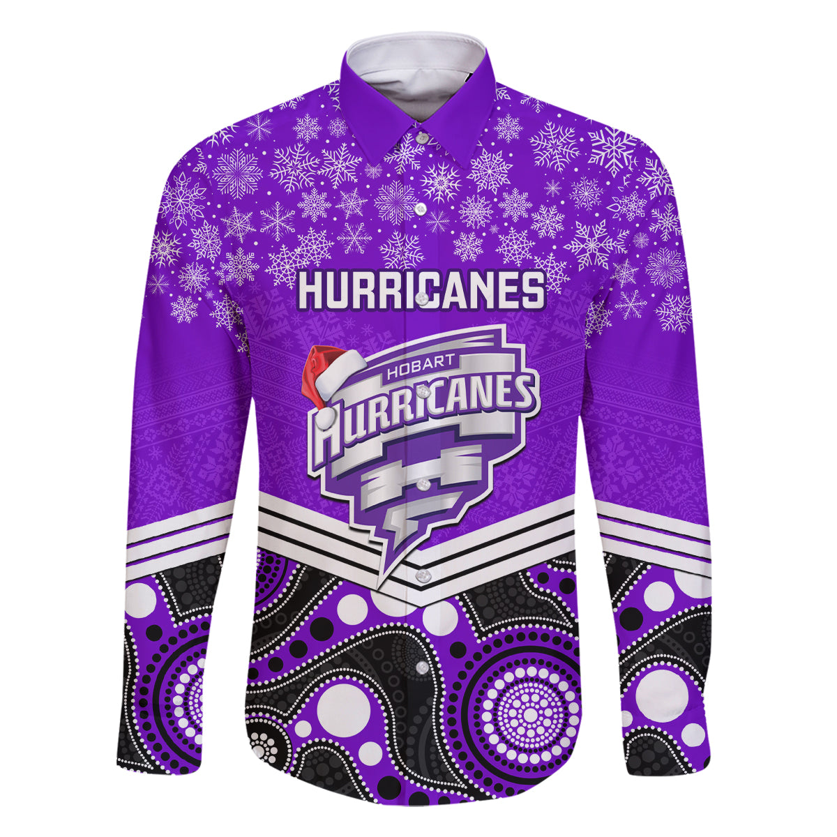 custom-hobart-hurricanes-cricket-christmas-family-matching-off-shoulder-long-sleeve-dress-and-hawaiian-shirt-merry-xmas-2023-indigenous-art