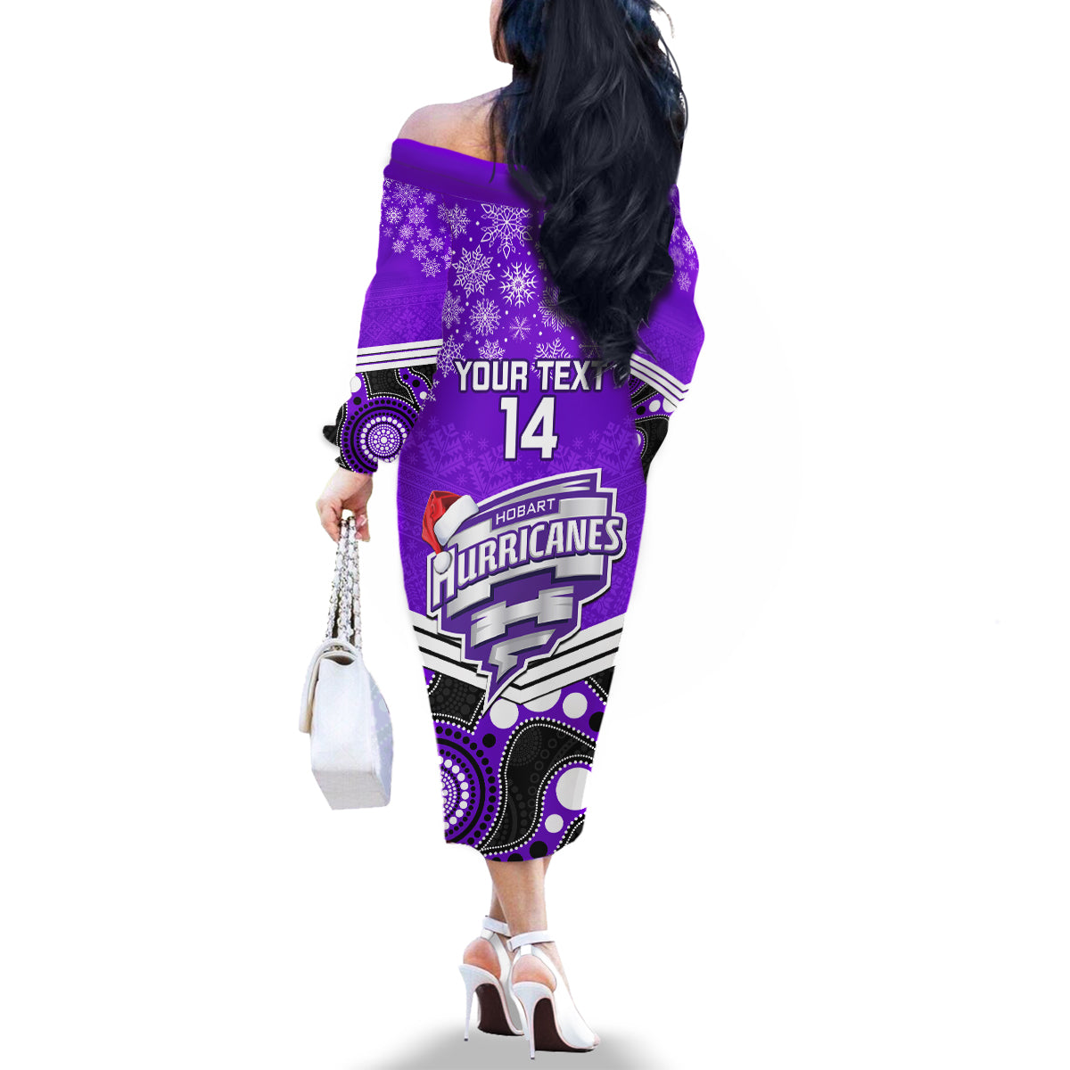 custom-hobart-hurricanes-cricket-christmas-family-matching-off-shoulder-long-sleeve-dress-and-hawaiian-shirt-merry-xmas-2023-indigenous-art