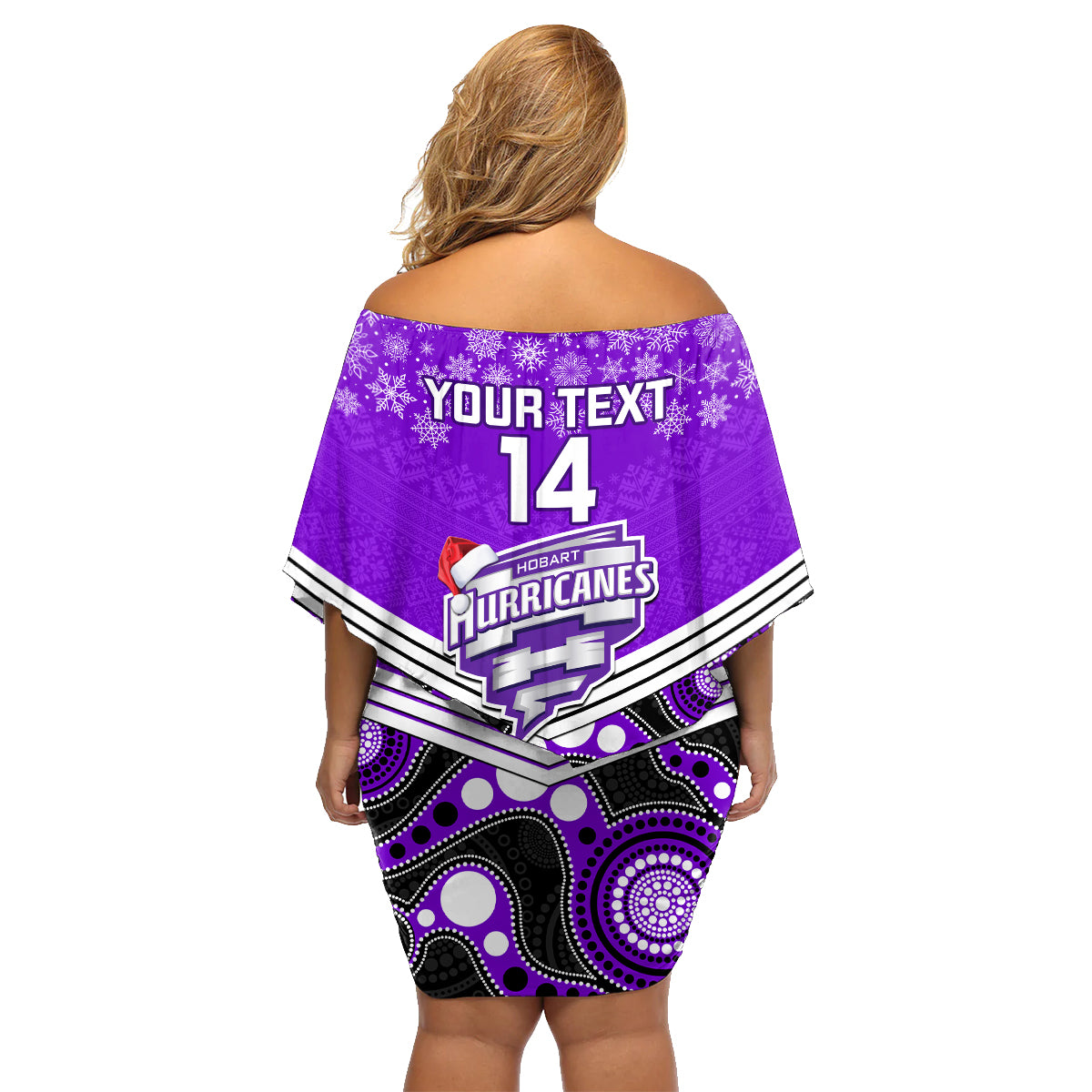 custom-hobart-hurricanes-cricket-christmas-family-matching-off-shoulder-short-dress-and-hawaiian-shirt-merry-xmas-2023-indigenous-art