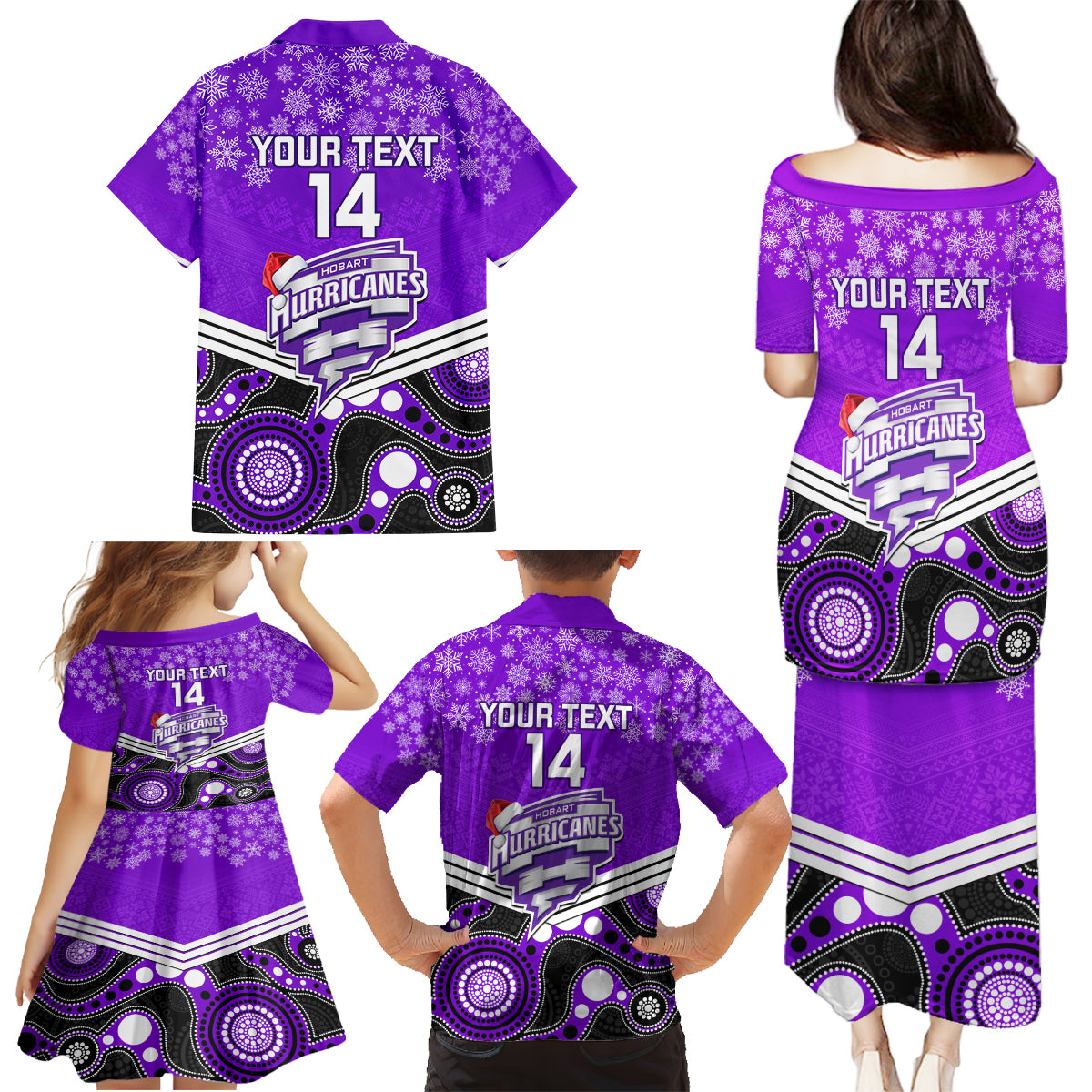 custom-hobart-hurricanes-cricket-christmas-family-matching-puletasi-dress-and-hawaiian-shirt-merry-xmas-2023-indigenous-art