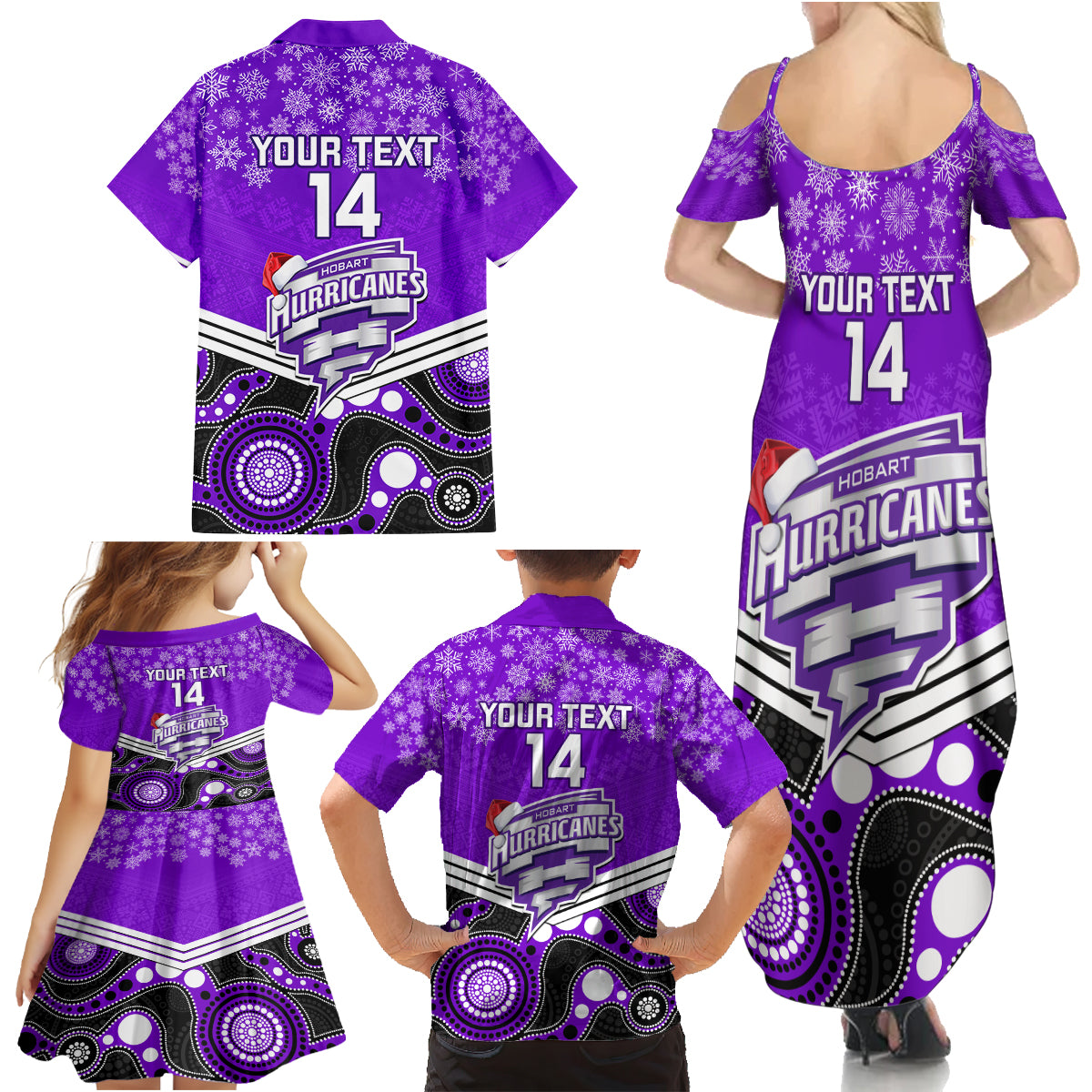 custom-hobart-hurricanes-cricket-christmas-family-matching-summer-maxi-dress-and-hawaiian-shirt-merry-xmas-2023-indigenous-art