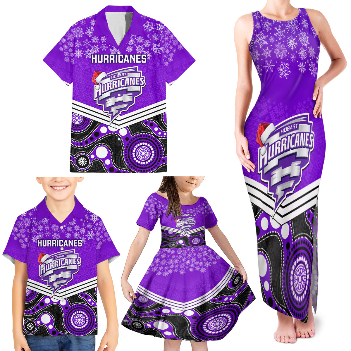 custom-hobart-hurricanes-cricket-christmas-family-matching-tank-maxi-dress-and-hawaiian-shirt-merry-xmas-2023-indigenous-art