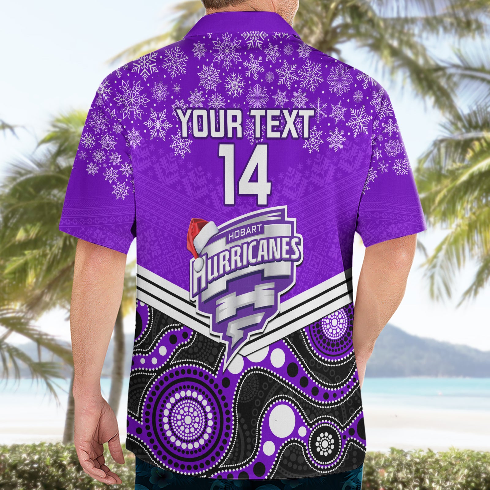 Custom Hobart Hurricanes Cricket Christmas Hawaiian Shirt Merry Xmas 2023 Indigenous Art - Vibe Hoodie Shop