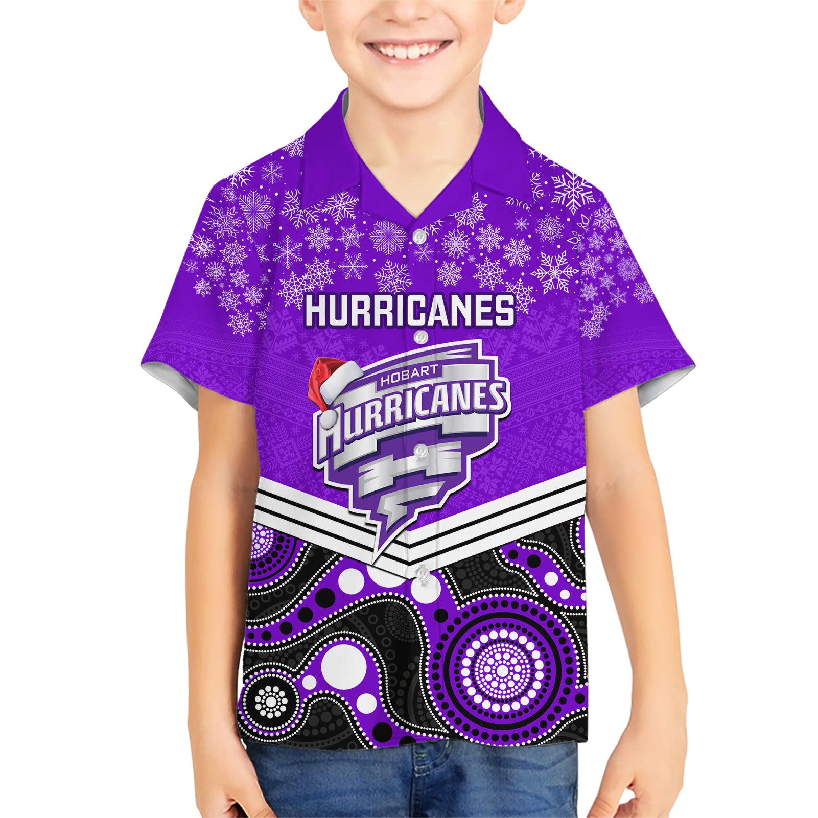 Custom Hobart Hurricanes Cricket Christmas Hawaiian Shirt Merry Xmas 2023 Indigenous Art - Vibe Hoodie Shop