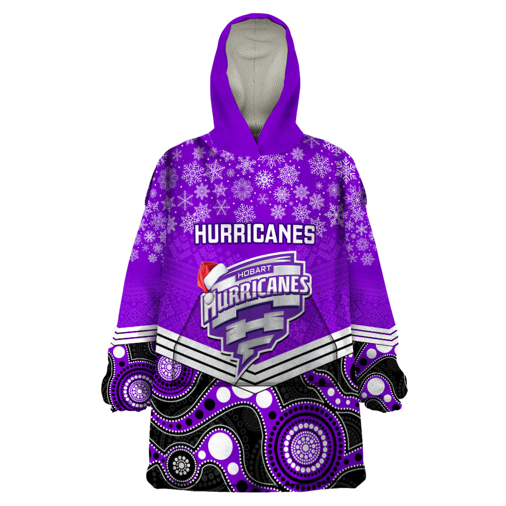 Custom Hobart Hurricanes Cricket Christmas Wearable Blanket Hoodie Merry Xmas 2023 Indigenous Art - Vibe Hoodie Shop