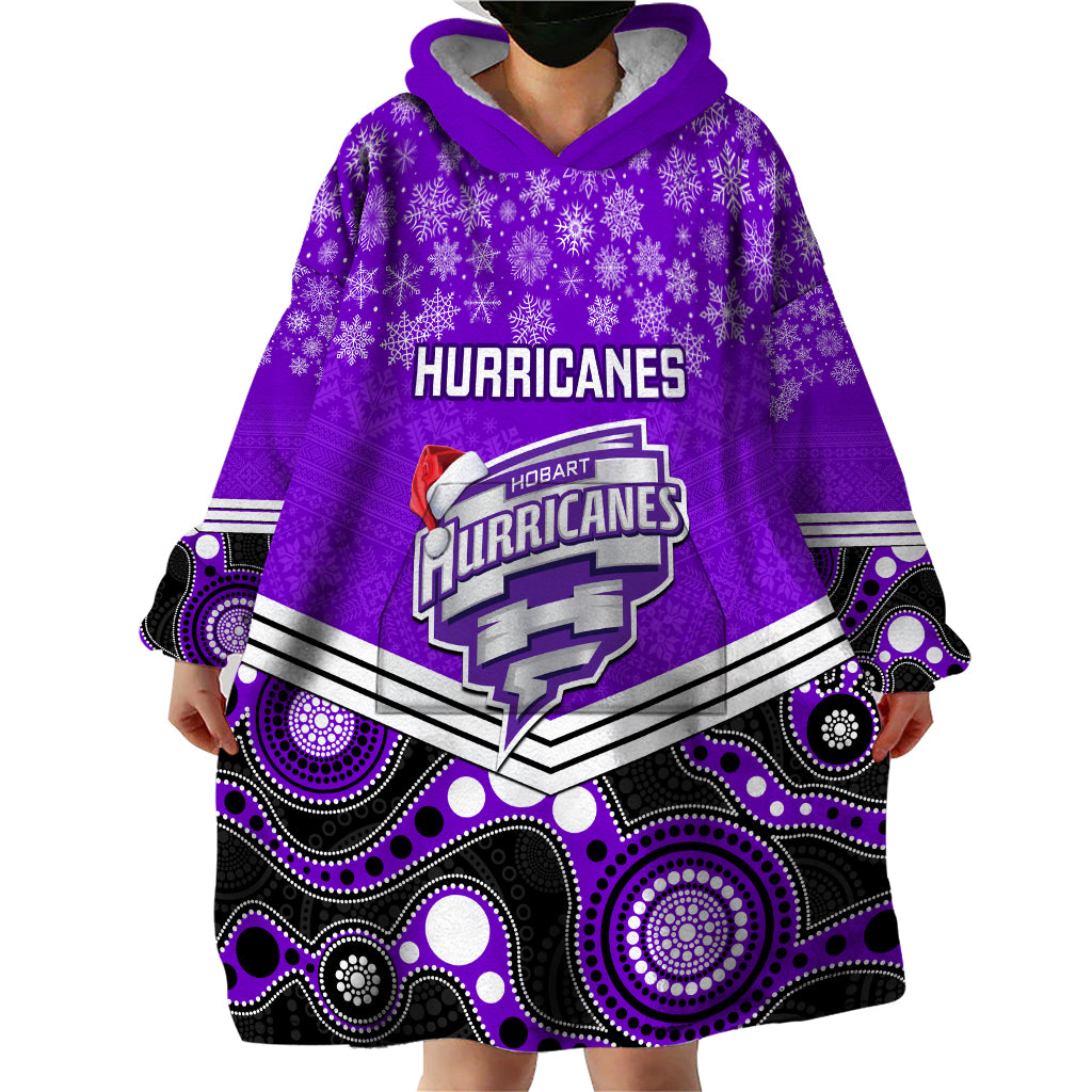 Custom Hobart Hurricanes Cricket Christmas Wearable Blanket Hoodie Merry Xmas 2023 Indigenous Art - Vibe Hoodie Shop