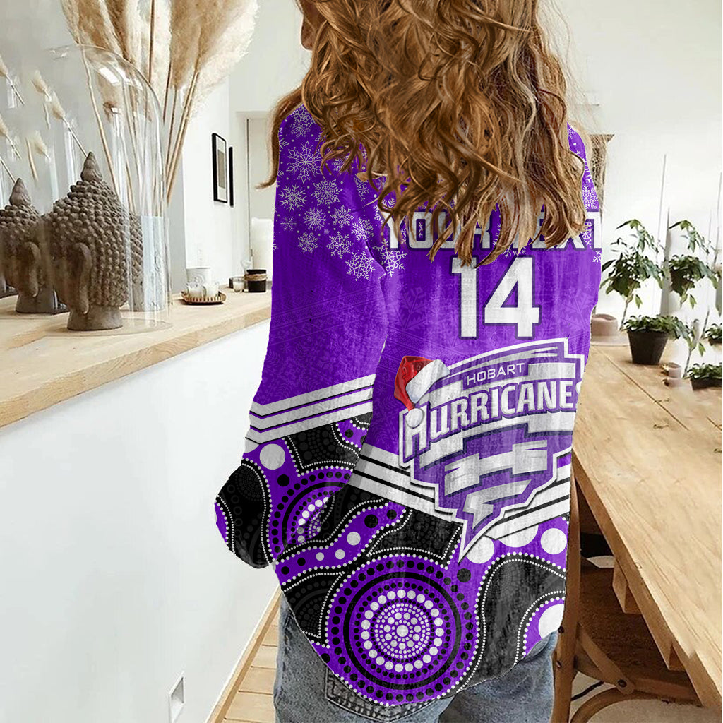 Custom Hobart Hurricanes Cricket Christmas Women Casual Shirt Merry Xmas 2023 Indigenous Art - Vibe Hoodie Shop