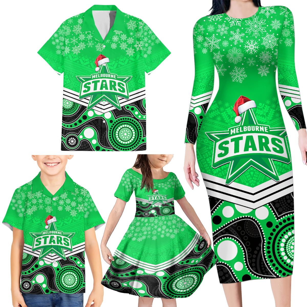 custom-melbourne-stars-cricket-christmas-family-matching-long-sleeve-bodycon-dress-and-hawaiian-shirt-merry-xmas-2023-indigenous-art