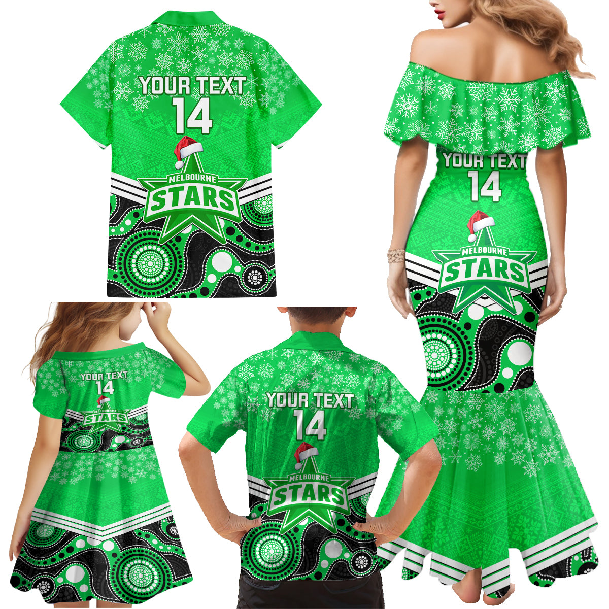 custom-melbourne-stars-cricket-christmas-family-matching-mermaid-dress-and-hawaiian-shirt-merry-xmas-2023-indigenous-art