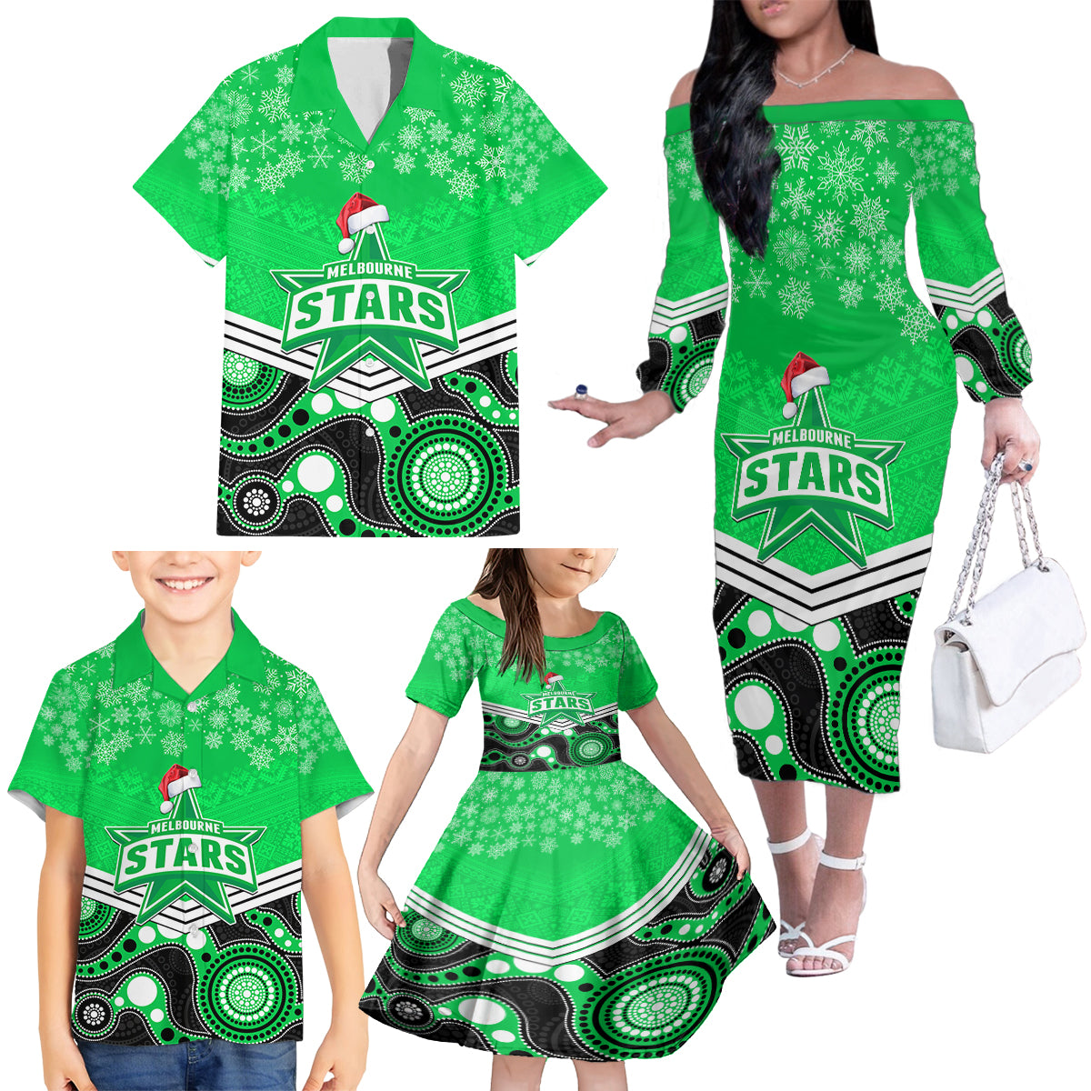 custom-melbourne-stars-cricket-christmas-family-matching-off-shoulder-long-sleeve-dress-and-hawaiian-shirt-merry-xmas-2023-indigenous-art