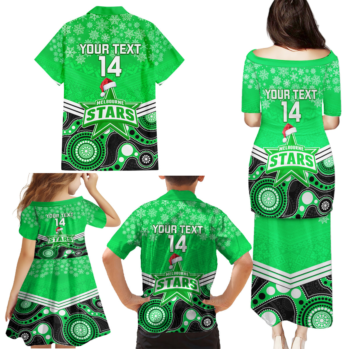 custom-melbourne-stars-cricket-christmas-family-matching-puletasi-dress-and-hawaiian-shirt-merry-xmas-2023-indigenous-art