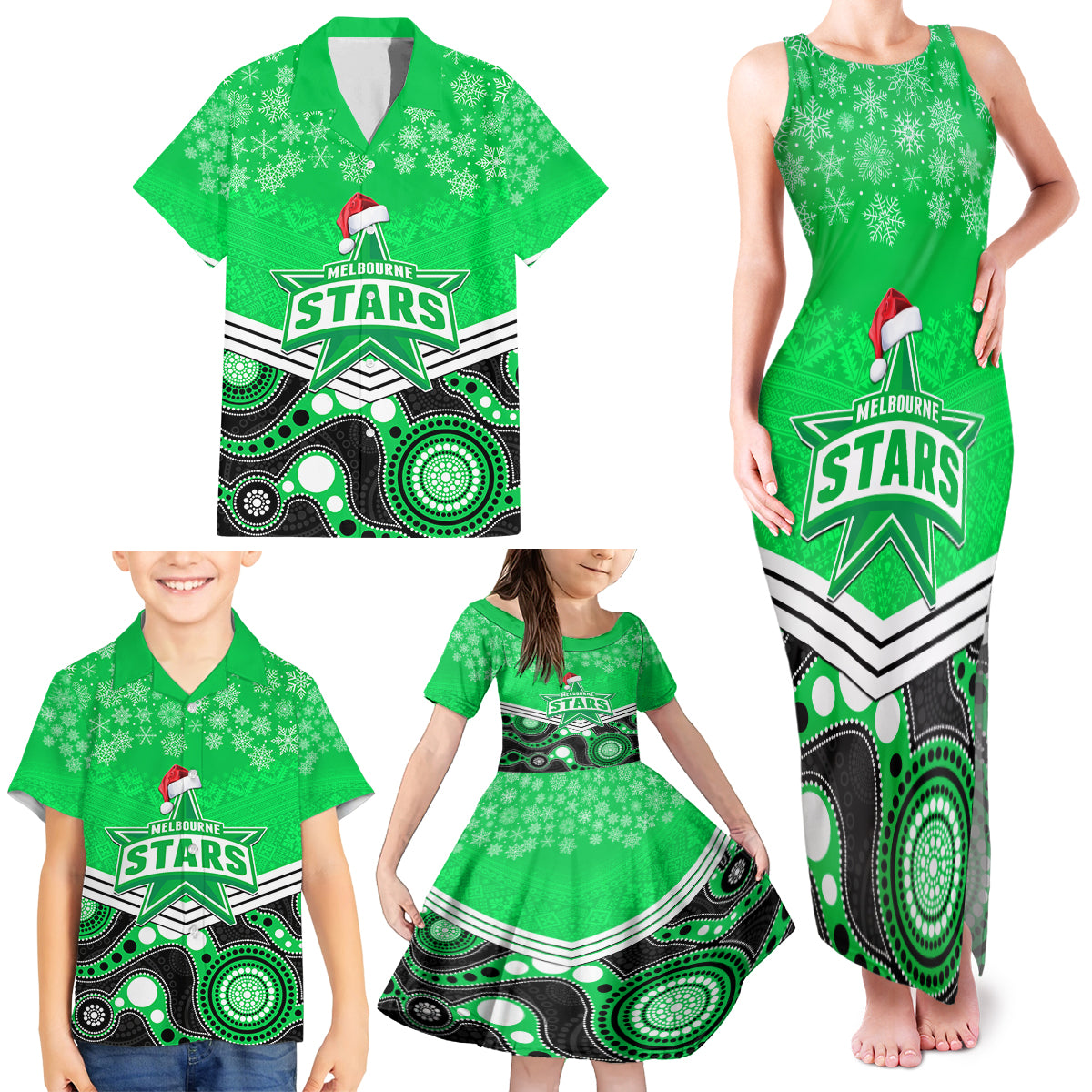 custom-melbourne-stars-cricket-christmas-family-matching-tank-maxi-dress-and-hawaiian-shirt-merry-xmas-2023-indigenous-art