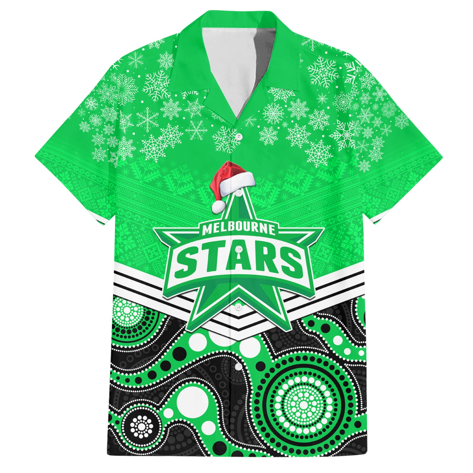 Custom Melbourne Stars Cricket Christmas Hawaiian Shirt Merry Xmas 2023 Indigenous Art - Vibe Hoodie Shop