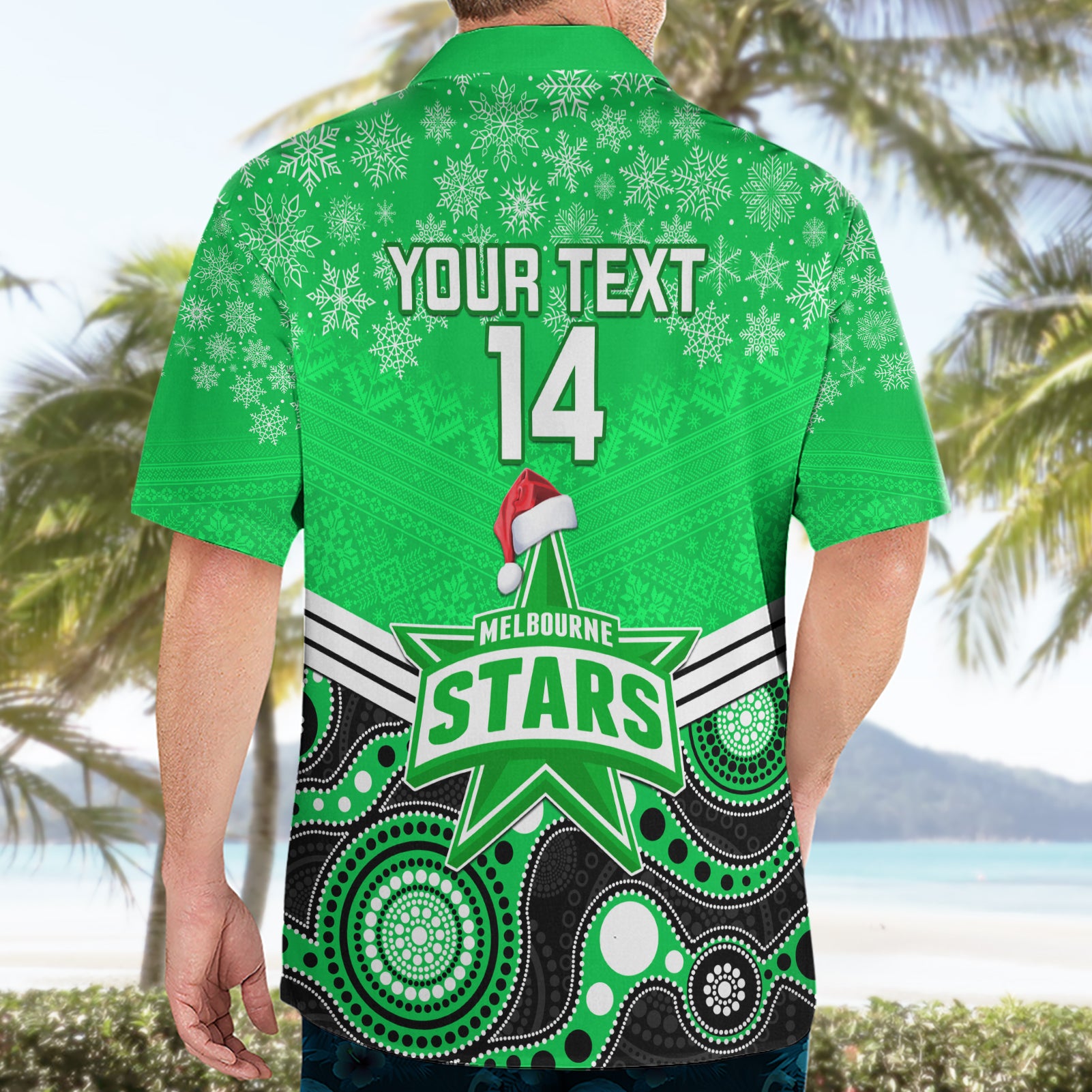 Custom Melbourne Stars Cricket Christmas Hawaiian Shirt Merry Xmas 2023 Indigenous Art - Vibe Hoodie Shop