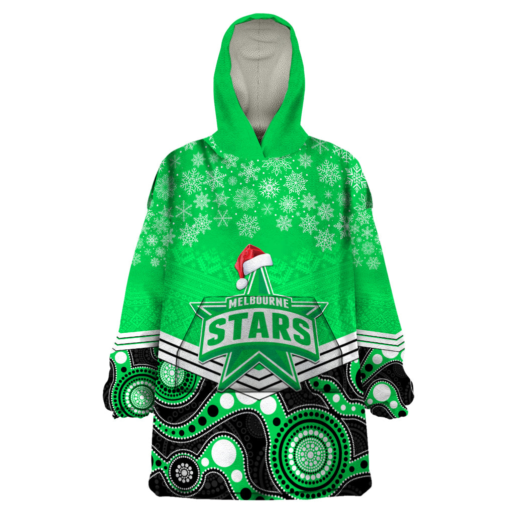 Custom Melbourne Stars Cricket Christmas Wearable Blanket Hoodie Merry Xmas 2023 Indigenous Art - Vibe Hoodie Shop