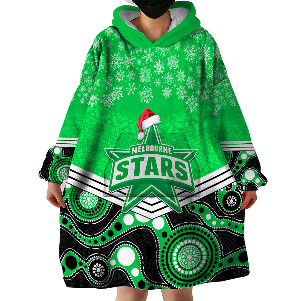 Custom Melbourne Stars Cricket Christmas Wearable Blanket Hoodie Merry Xmas 2023 Indigenous Art - Vibe Hoodie Shop