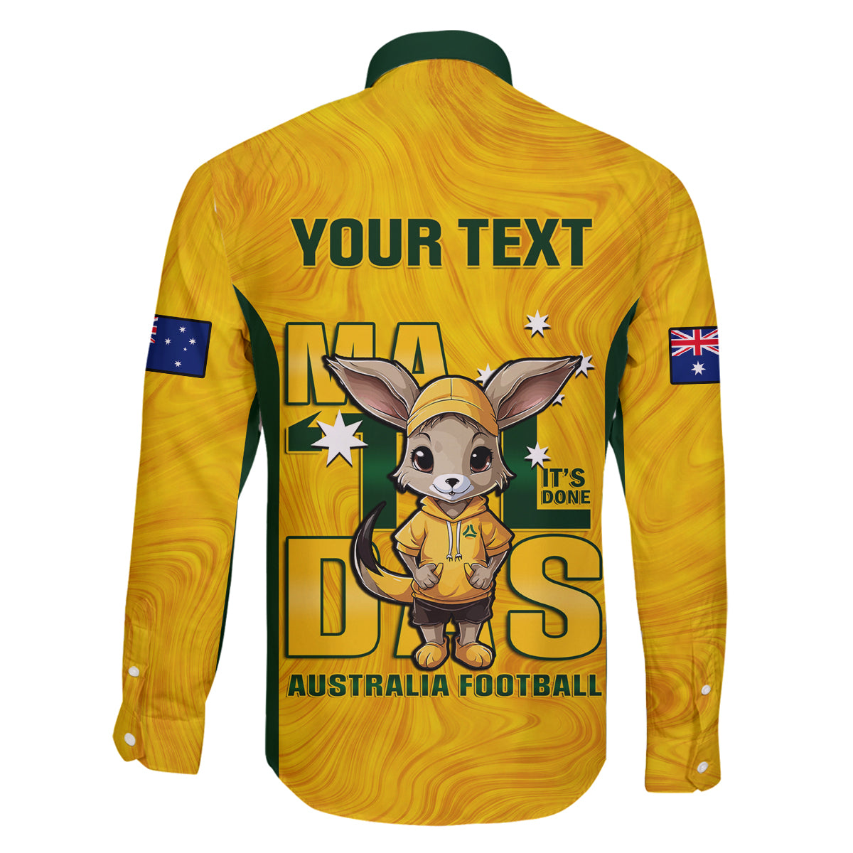 custom-matildas-family-matching-long-sleeve-bodycon-dress-and-hawaiian-shirt-australian-cute-mascot-unique-gold-version