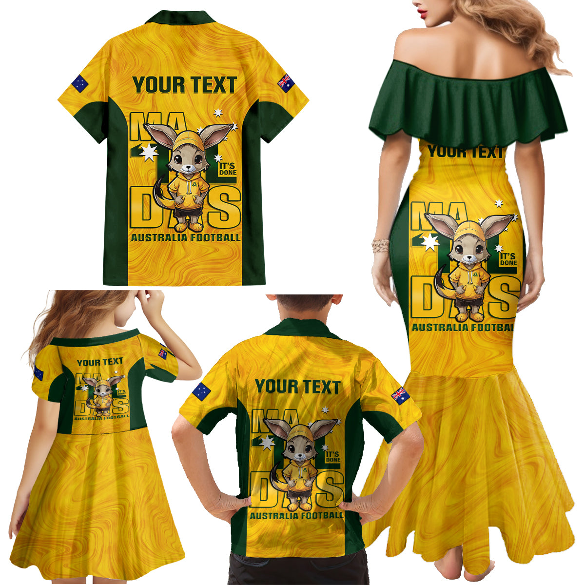 custom-matildas-family-matching-mermaid-dress-and-hawaiian-shirt-australian-cute-mascot-unique-gold-version