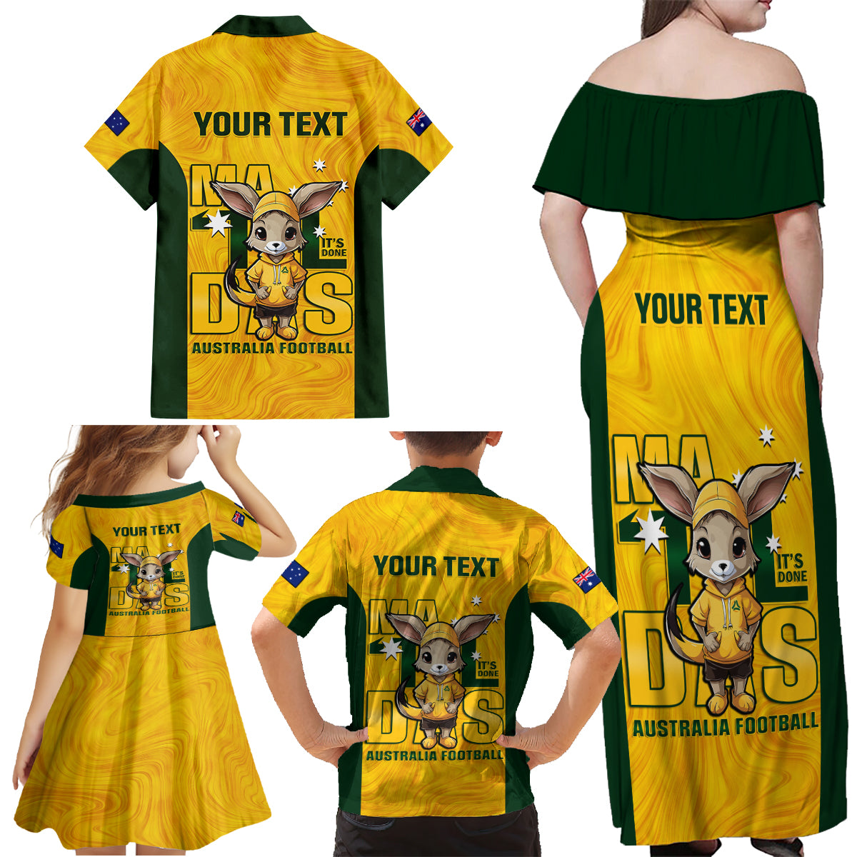 custom-matildas-family-matching-off-shoulder-maxi-dress-and-hawaiian-shirt-australian-cute-mascot-unique-gold-version