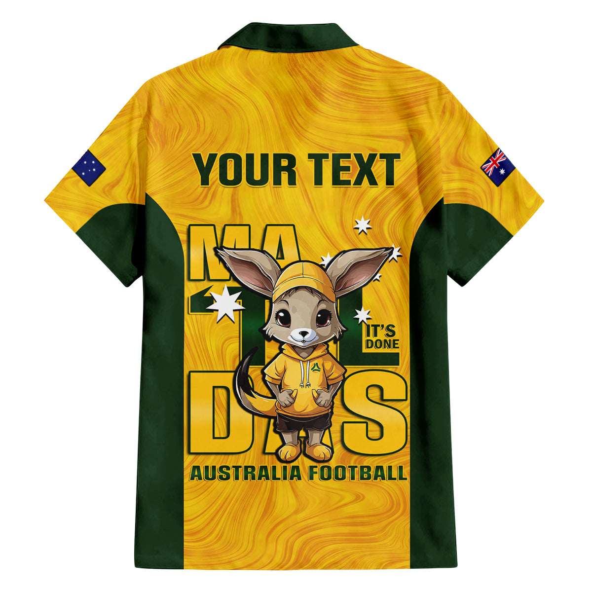 custom-matildas-family-matching-off-shoulder-short-dress-and-hawaiian-shirt-australian-cute-mascot-unique-gold-version