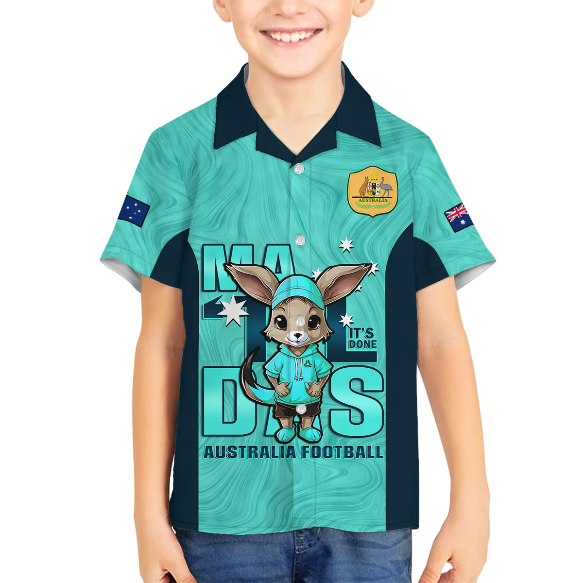 custom-matildas-family-matching-long-sleeve-bodycon-dress-and-hawaiian-shirt-australian-cute-mascot-unique-turquosie-version