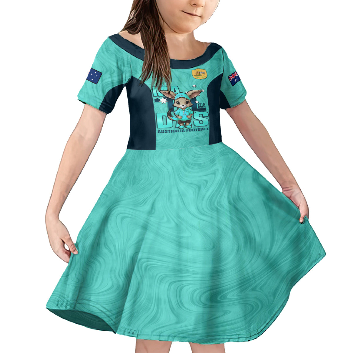 custom-matildas-family-matching-mermaid-dress-and-hawaiian-shirt-australian-cute-mascot-unique-turquosie-version