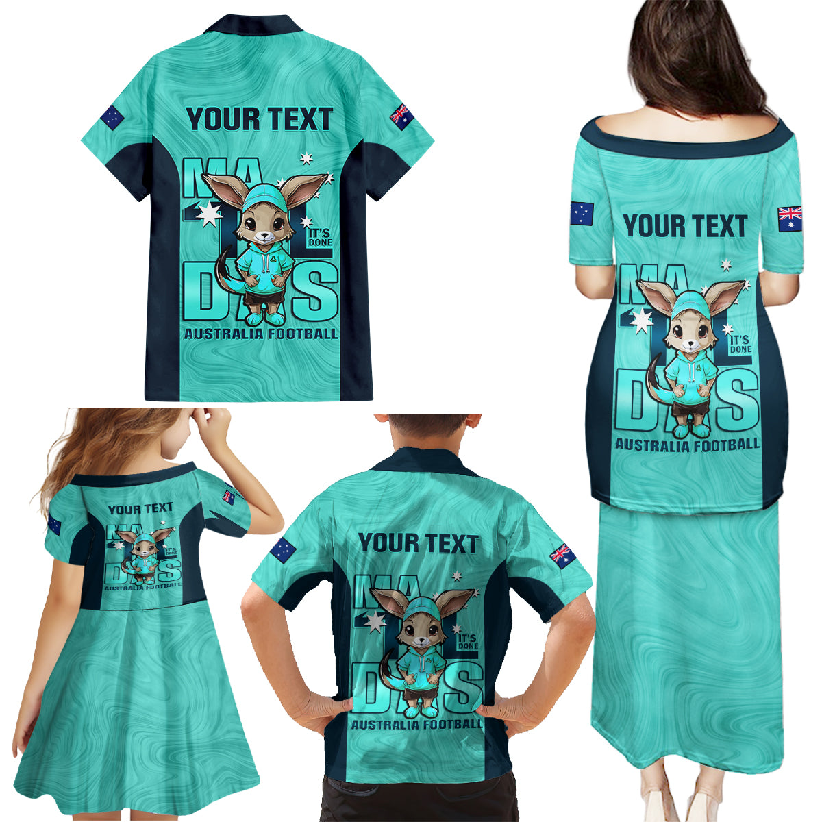 custom-matildas-family-matching-puletasi-dress-and-hawaiian-shirt-australian-cute-mascot-unique-turquosie-version