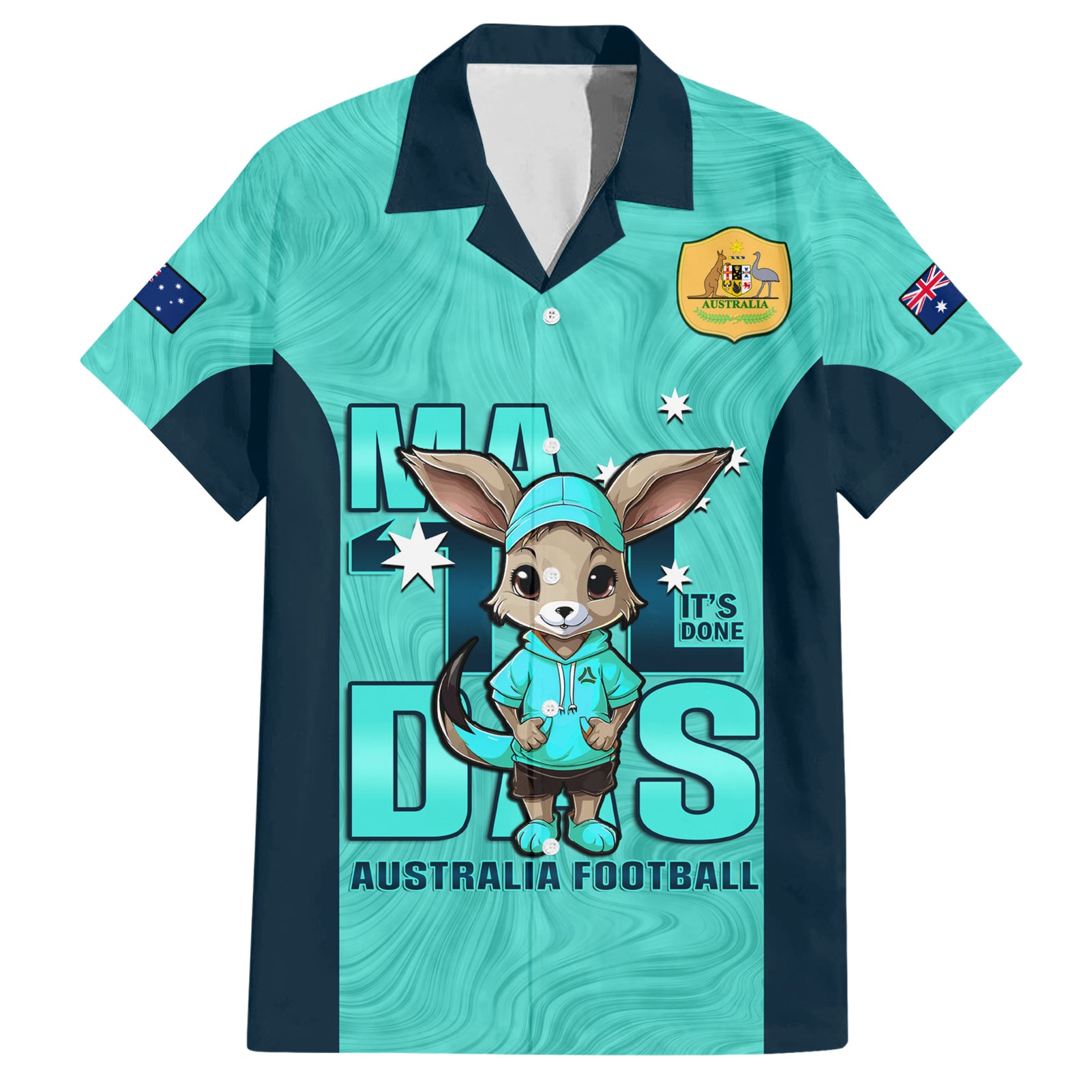 custom-matildas-family-matching-short-sleeve-bodycon-dress-and-hawaiian-shirt-australian-cute-mascot-unique-turquosie-version