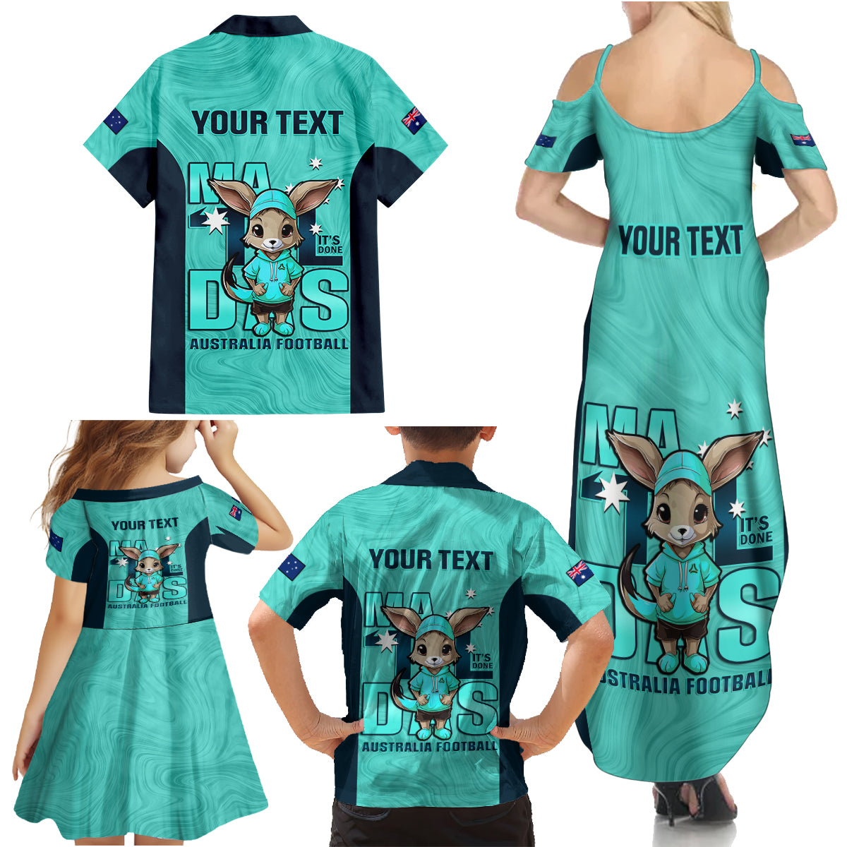 custom-matildas-family-matching-summer-maxi-dress-and-hawaiian-shirt-australian-cute-mascot-unique-turquosie-version