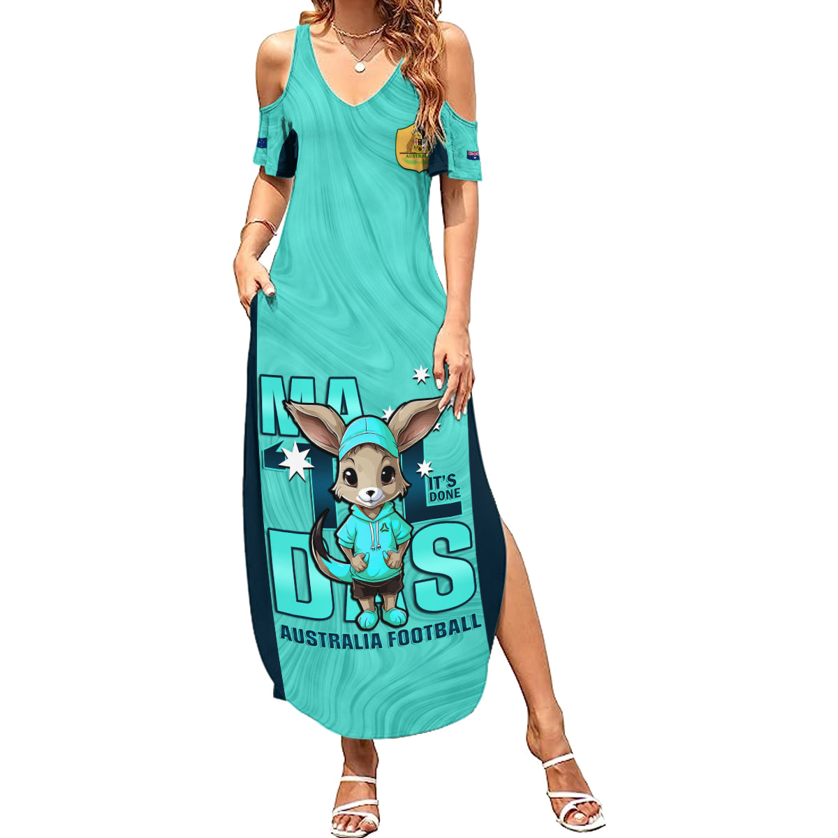 custom-matildas-family-matching-summer-maxi-dress-and-hawaiian-shirt-australian-cute-mascot-unique-turquosie-version