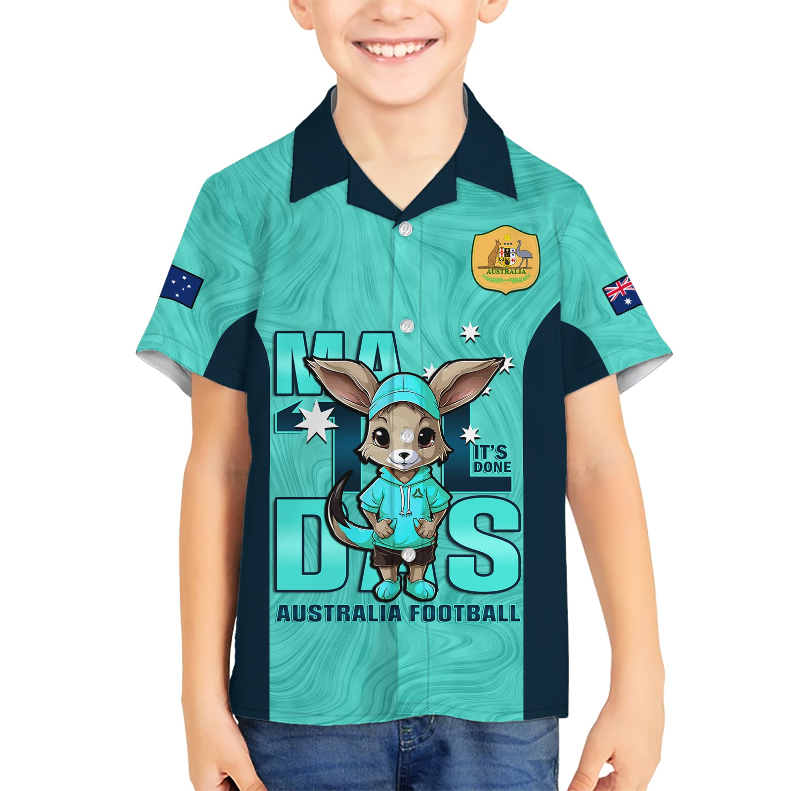 Custom Matildas Hawaiian Shirt Australian Cute Mascot Unique Turquosie Version - Vibe Hoodie Shop