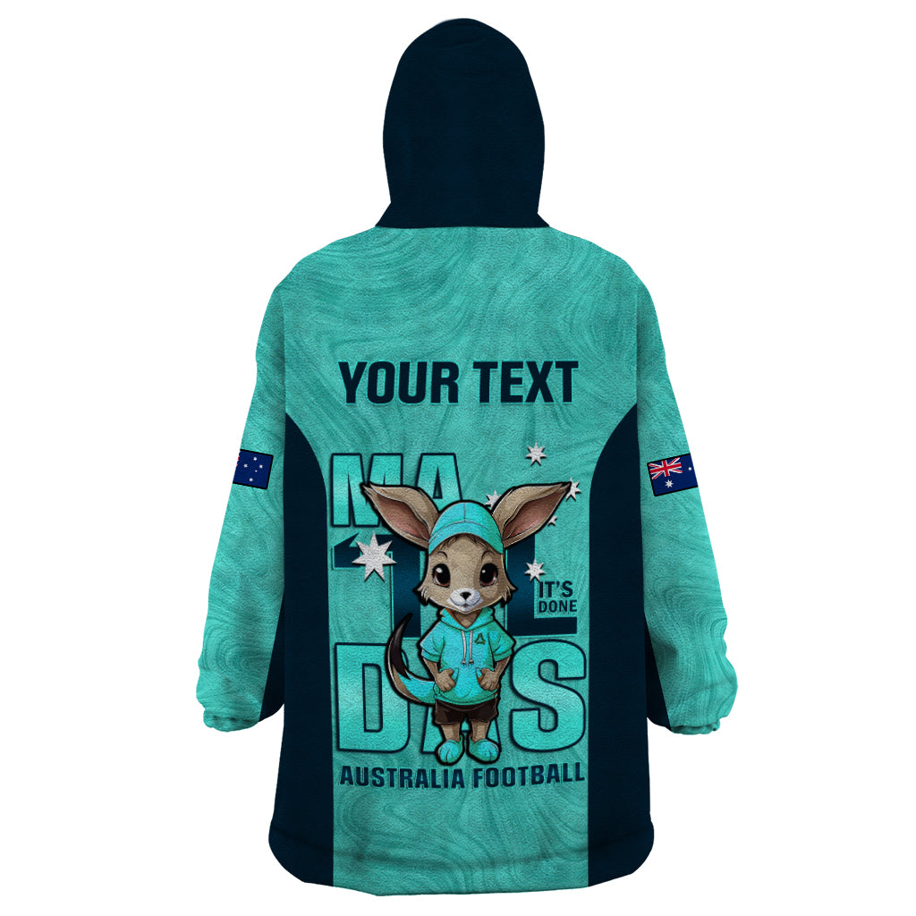 Custom Matildas Wearable Blanket Hoodie Australian Cute Mascot Unique Turquosie Version - Vibe Hoodie Shop