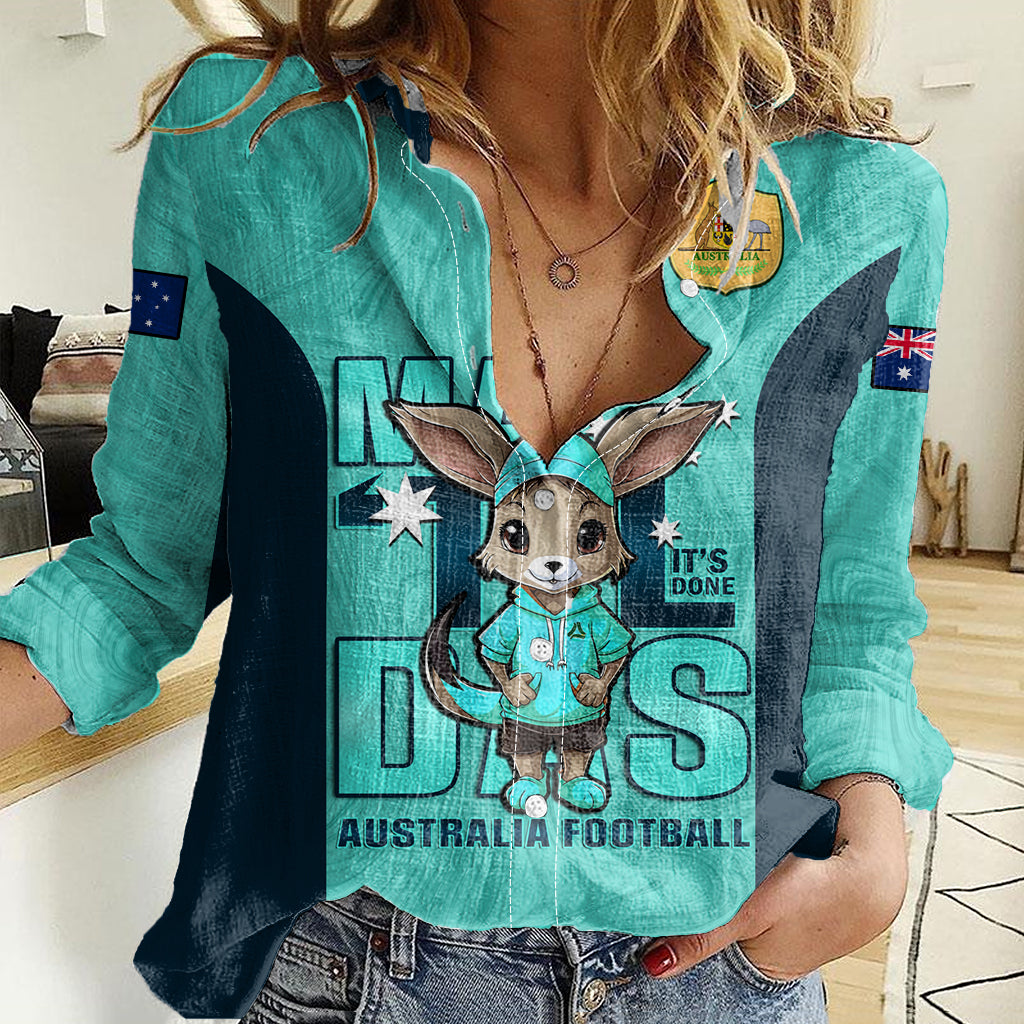 Custom Matildas Women Casual Shirt Australian Cute Mascot Unique Turquosie Version - Vibe Hoodie Shop