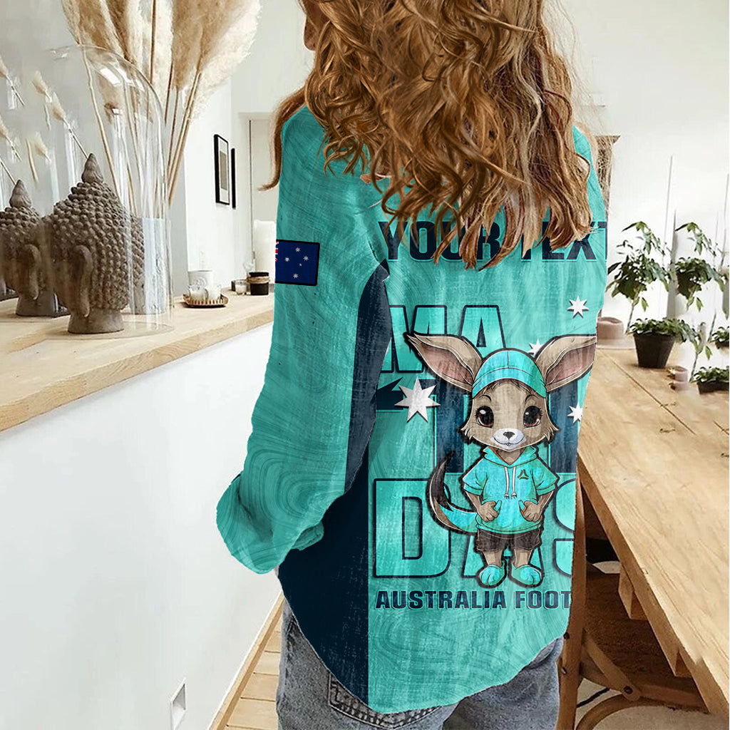 Custom Matildas Women Casual Shirt Australian Cute Mascot Unique Turquosie Version - Vibe Hoodie Shop