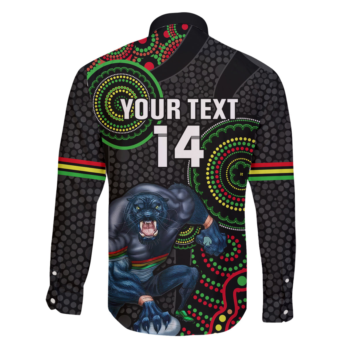 custom-nrl-panthers-family-matching-long-sleeve-bodycon-dress-and-hawaiian-shirt-indigenous-penrith-dynamic-black-version