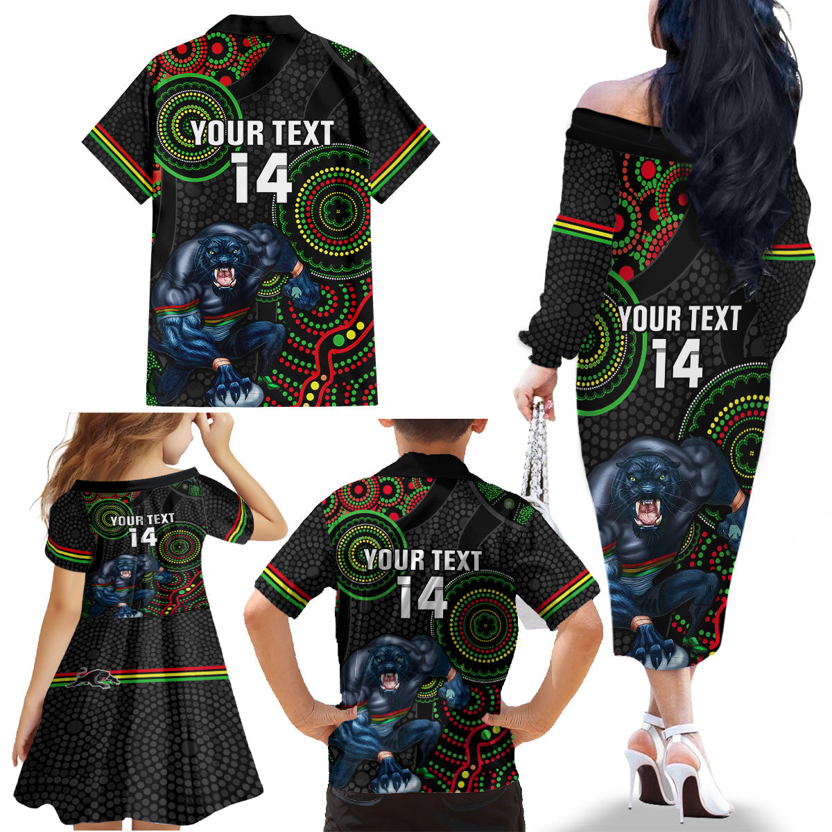 custom-nrl-panthers-family-matching-off-shoulder-long-sleeve-dress-and-hawaiian-shirt-indigenous-penrith-dynamic-black-version