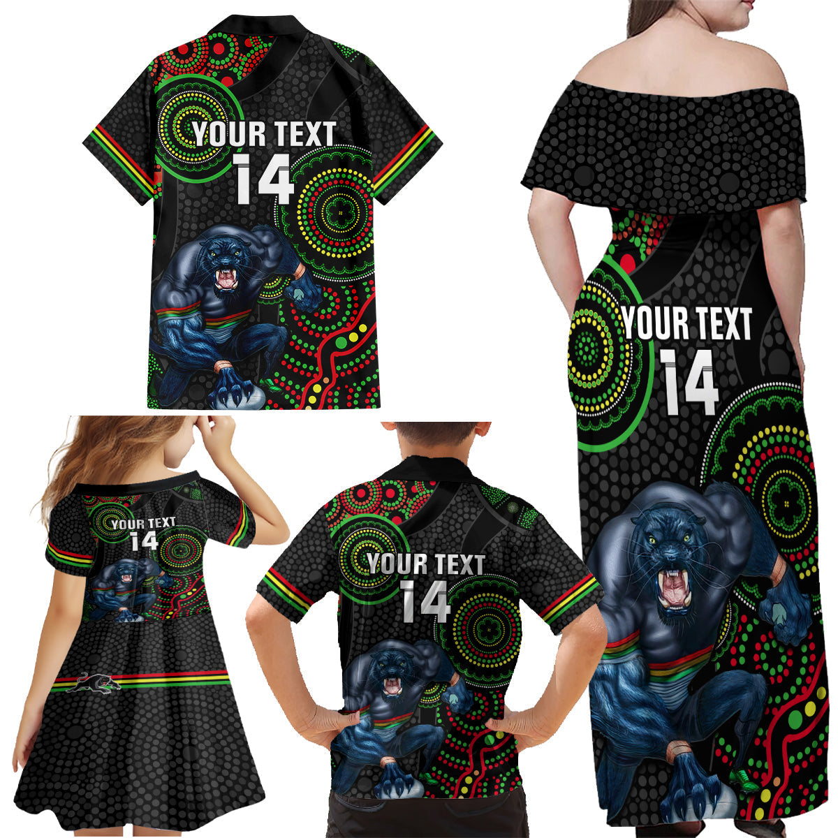custom-nrl-panthers-family-matching-off-shoulder-maxi-dress-and-hawaiian-shirt-indigenous-penrith-dynamic-black-version