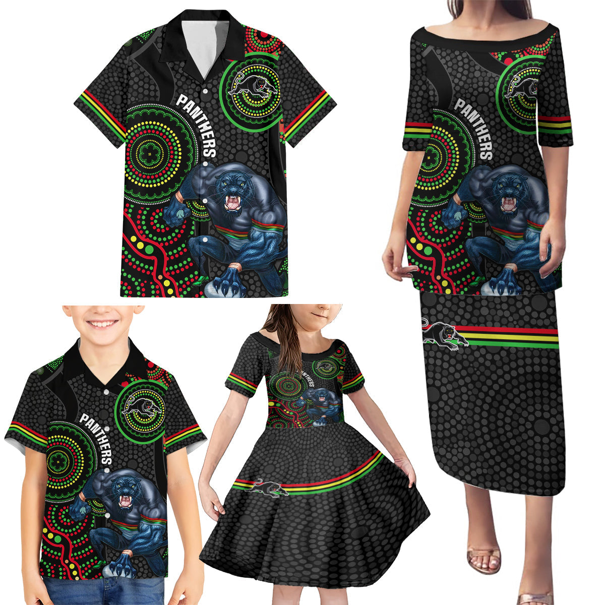 custom-nrl-panthers-family-matching-puletasi-dress-and-hawaiian-shirt-indigenous-penrith-dynamic-black-version