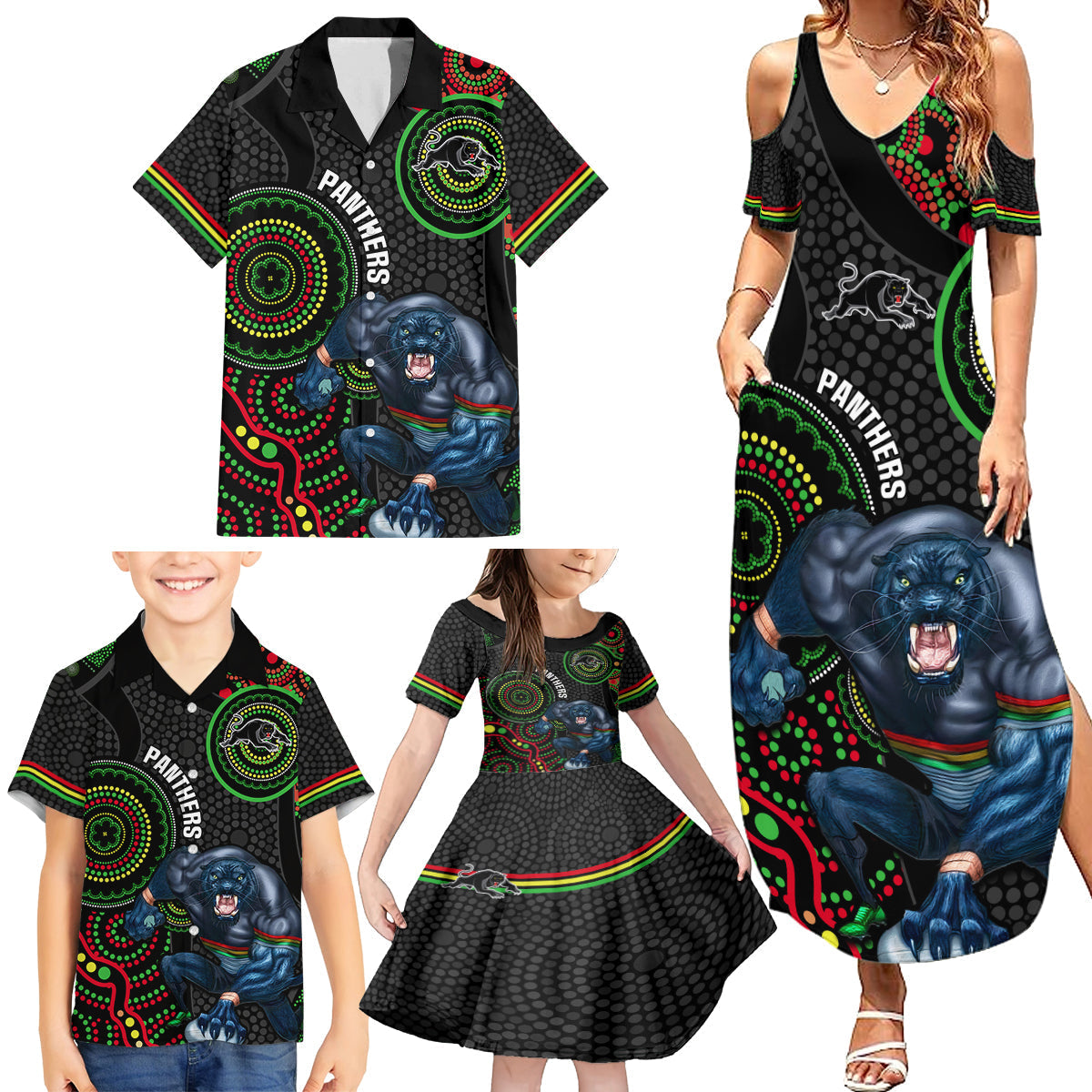 custom-nrl-panthers-family-matching-summer-maxi-dress-and-hawaiian-shirt-indigenous-penrith-dynamic-black-version