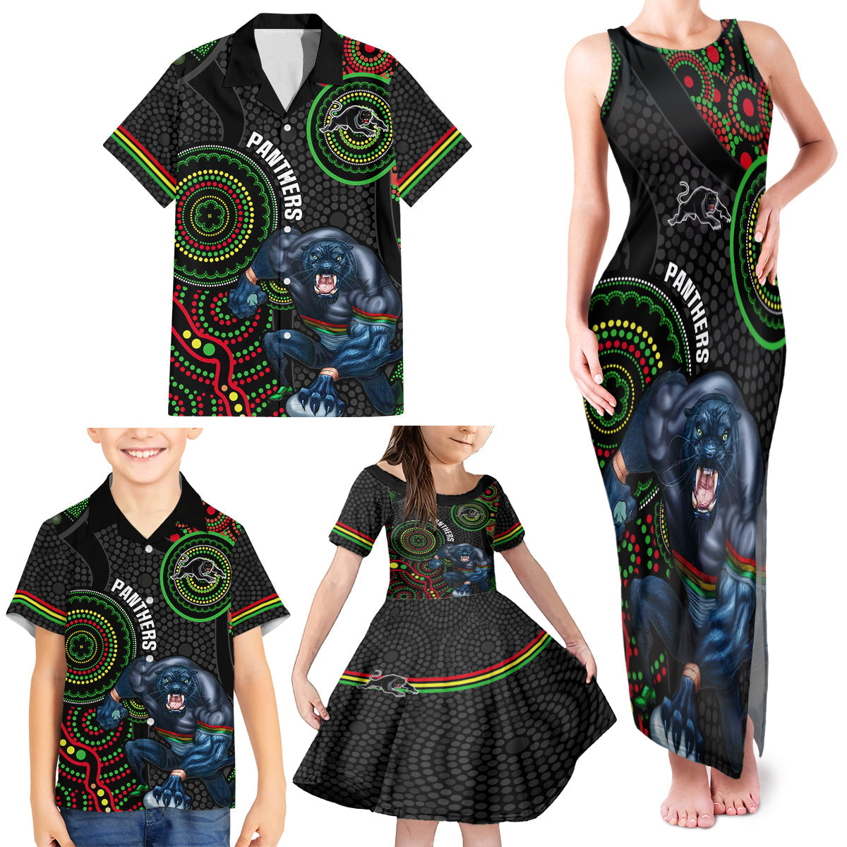 custom-nrl-panthers-family-matching-tank-maxi-dress-and-hawaiian-shirt-indigenous-penrith-dynamic-black-version