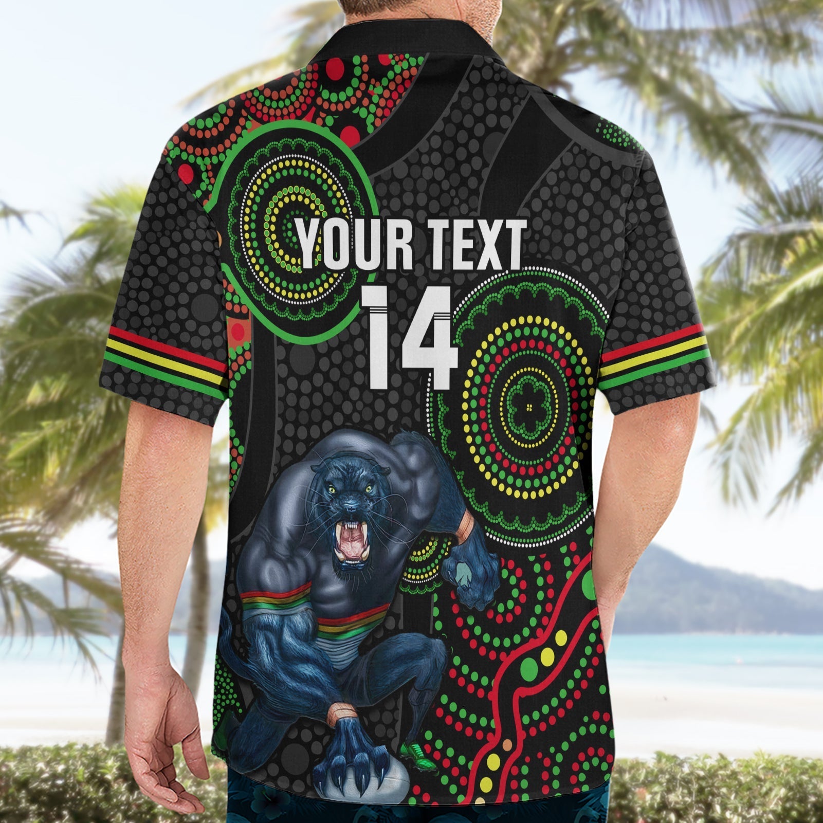 Custom NRL Panthers Hawaiian Shirt Indigenous Penrith Dynamic Black Version - Vibe Hoodie Shop