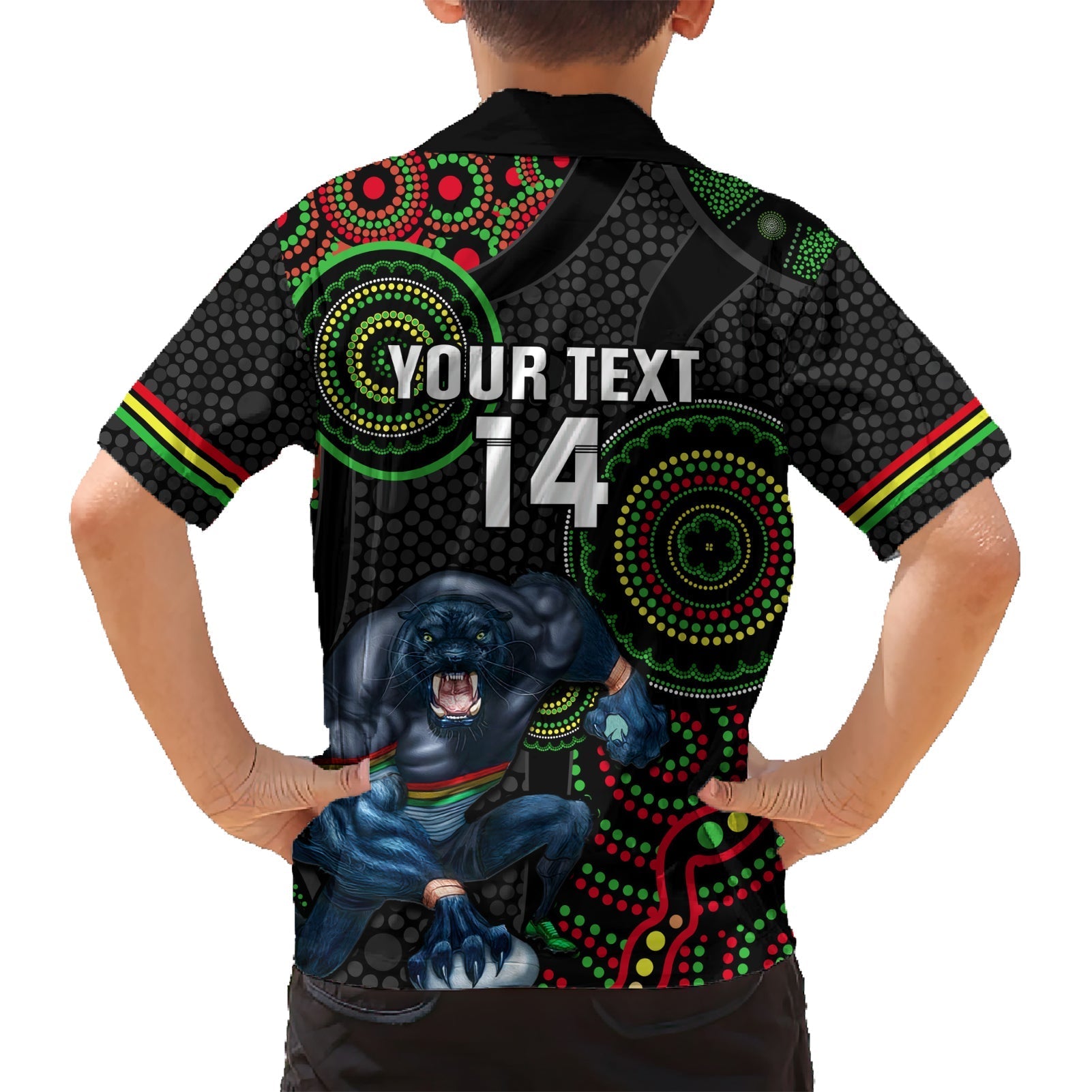 Custom NRL Panthers Hawaiian Shirt Indigenous Penrith Dynamic Black Version - Vibe Hoodie Shop