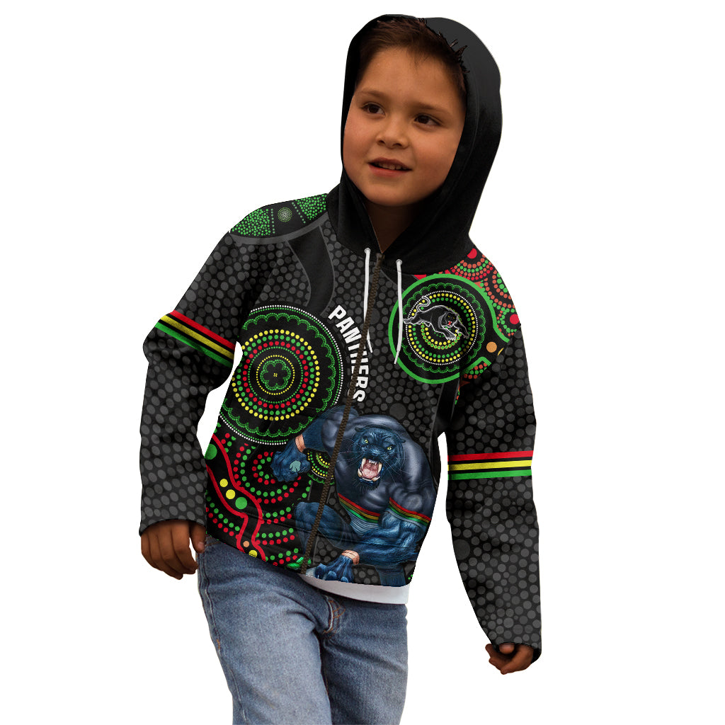 Custom NRL Panthers Kid Hoodie Indigenous Penrith Dynamic Black Version - Vibe Hoodie Shop